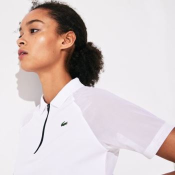 Lacoste SPORT Geometric Print Breathable Tennis Polo Dámské - Polo Bílé / Žluté / Černé | CZ-X0Ebi5